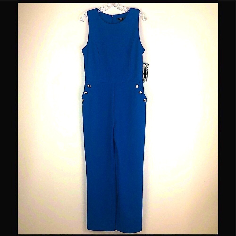 Bundle 3/$40 Spense Solid Royal Blue Sleeveless Jumpsuit.